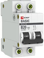 Выключатель автоматический EKF Basic ВА47-29 2п 20А B 4.5кА картинка